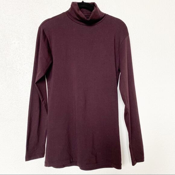 Zara Deep Maroon Long Sleeve Turtleneck Top Size Small - Picture 1 of 5